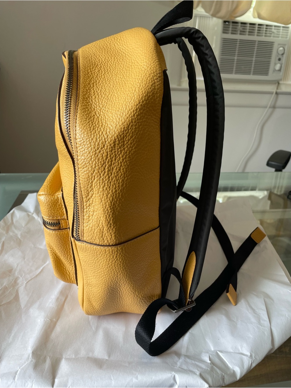 Coach 2020 EUC 100% pebbled leather Medium Charlie backpack in a mustard yellow - Picture 8 of 13